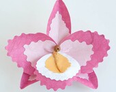Paper Orchid Flower Barrette - Pink