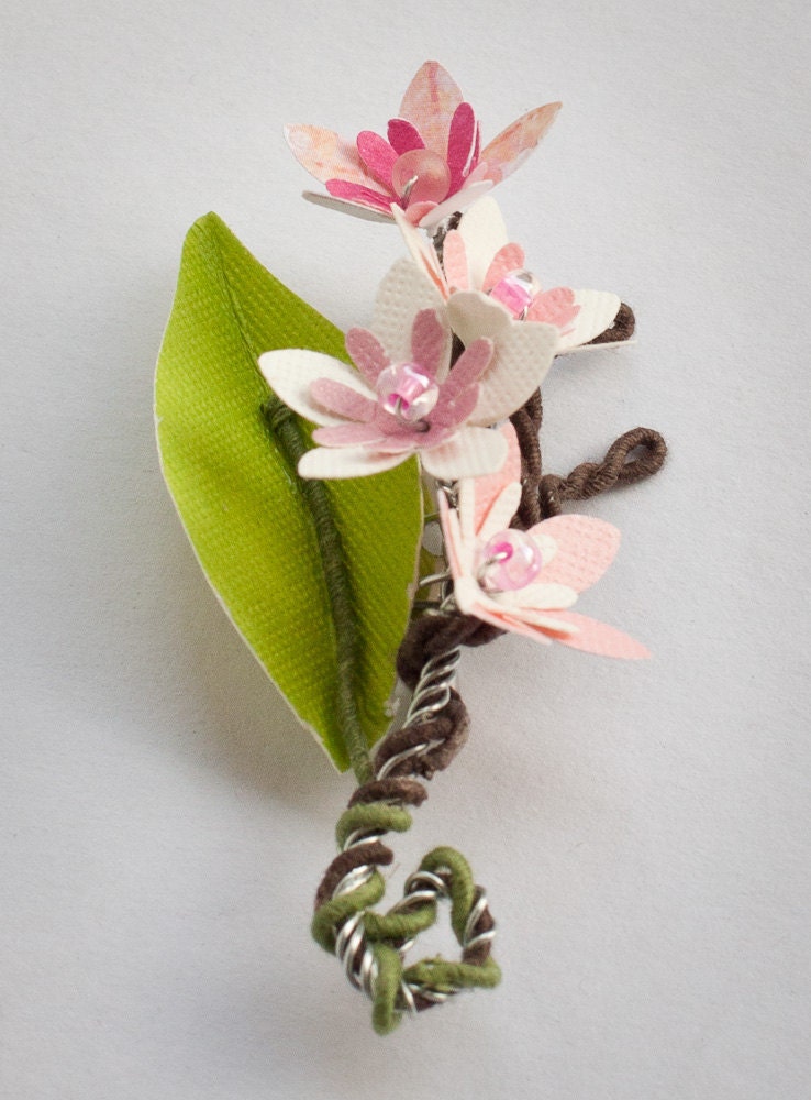Paper Cherry Blossom Boutonniere