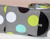 Camera Strap, dslr - WITH LENS POCKET -Bubble fun