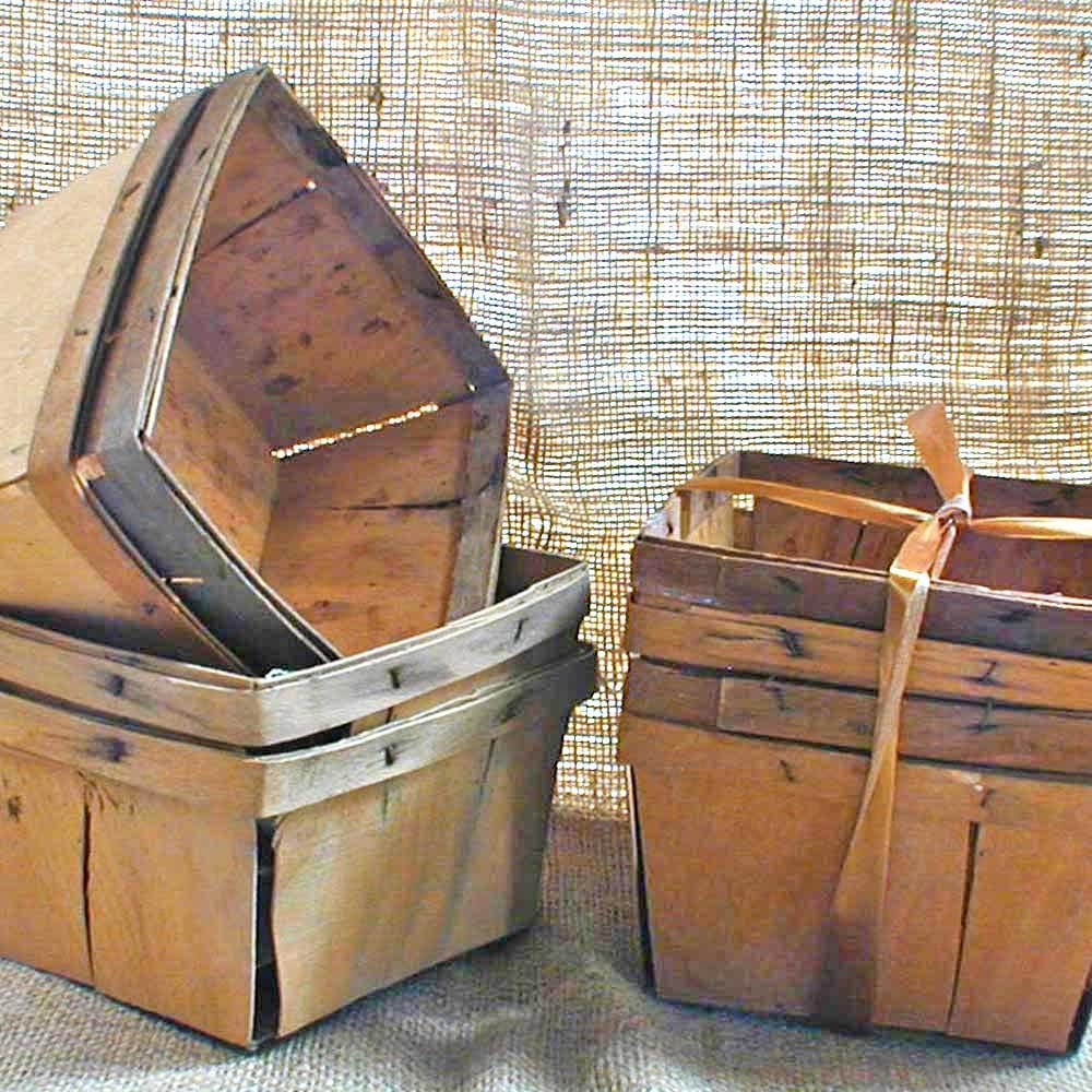 Vintage Wood Berry Baskets Set of Four