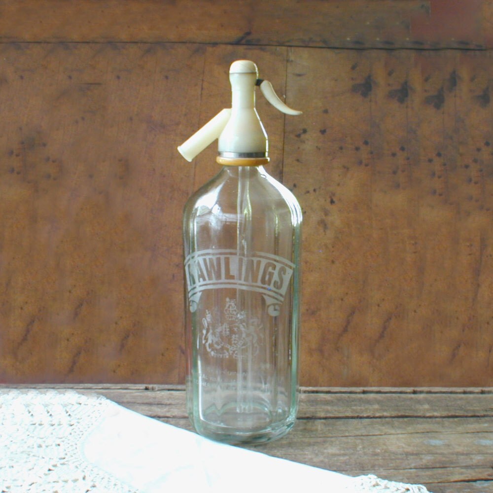 Vintage Rawlings Siphon Seltzer Soda Bottle with English Crest