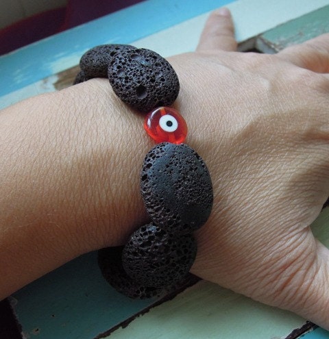 lava bracelet evil eye bracelet gift organic volcanic lava bracelet holiday accessories spring break fashion