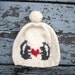 Nuts 4 Love, funky valentine hat of squirrels in love- in white eco wool