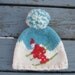 Retro Ski cap,Winter olympics in blue with funky pom pom