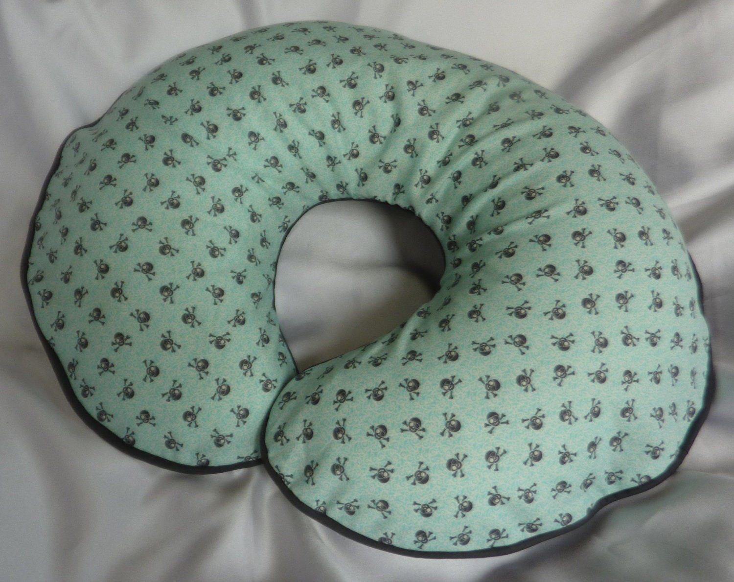 Boppy Cover Blue and Grey Pirate Skull and Crossbones Nursing Pillow Cover
