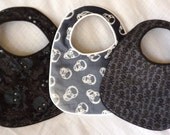Skulls Baby Bibs - Shades of Grey - set of 3 bibs