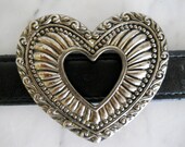 Heart and Cross Adorned Black Concho Belt Goth (size 28-32 US)
