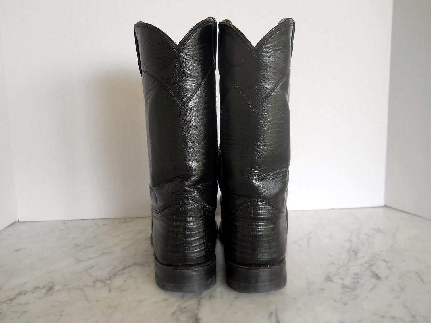 Justin Cowgirl Roper Boots // Black Lizard (7 1/2 B)