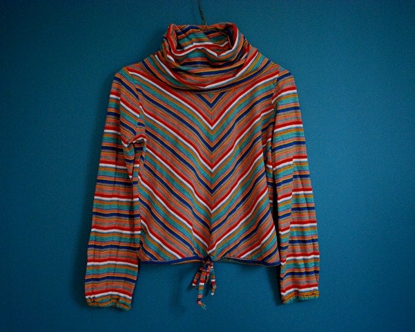 Vintage Chevron Cowl Neck Shirt- Girl's Size 14/16 or Women's XXS
