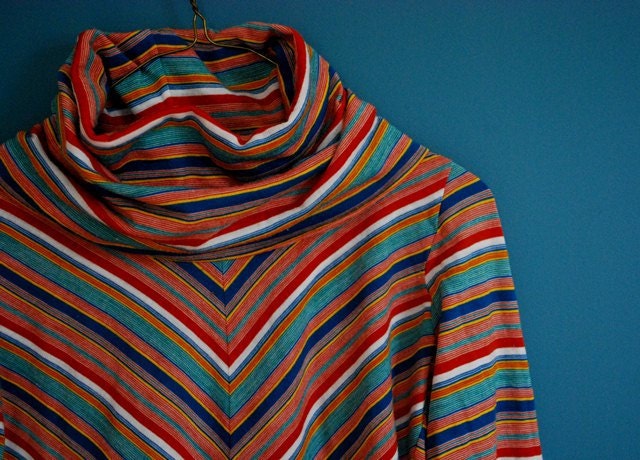 Vintage Chevron Cowl Neck Shirt- Girl's Size 14/16 or Women's XXS