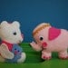 Vintage Set of 5 Plush Felt Animals