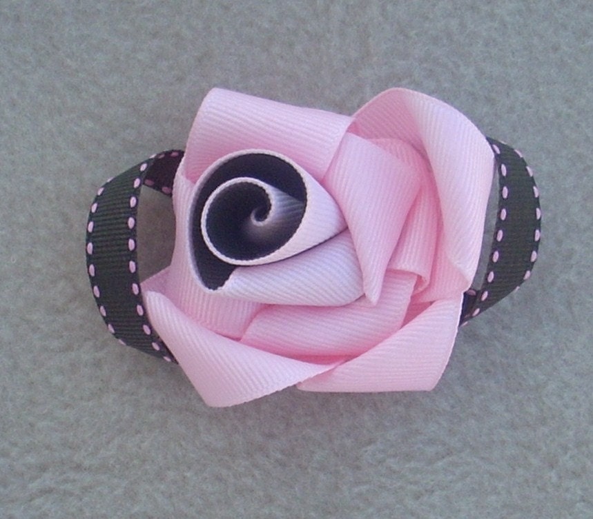 Medium Brown and Pink Rose Hair Accessory