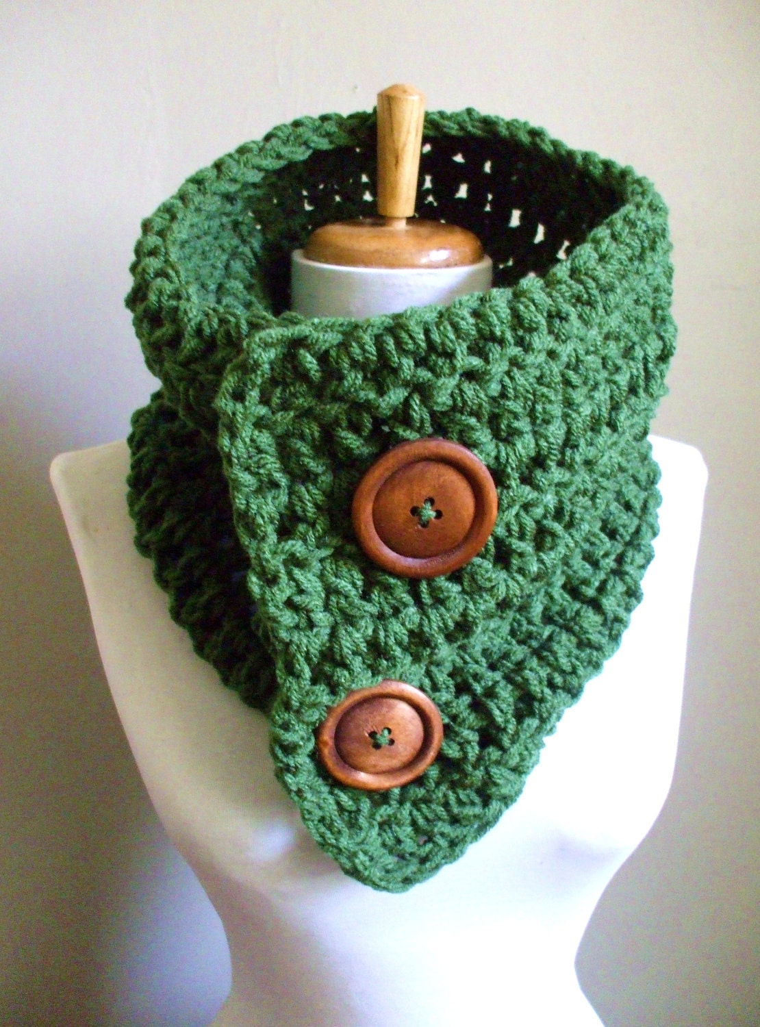 Super Chunky Cozy Crochet Cowl NeckWarmer Scarflette Scarf Cowl GRASS GREEN Unisex Men Women Scarf Ready to Ship