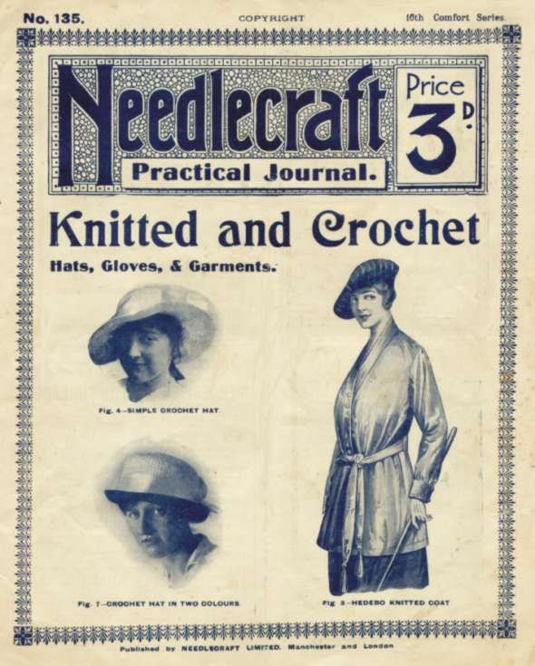 Antique Crochet Knitted Clothing Patterns Lessons Needlecraft Practical Journal No 135 CD
