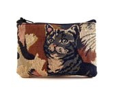 Vintage Cat Tapestry Novelty Zip Coin Change Wallet Kittens