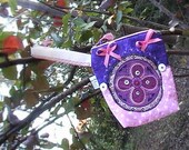Pink Purple Zippered QUILTED Lined Fabric Wristlet Clutch Cosmetic Bag Purse