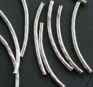 Curved Tube Twisted 35x2mm Silver Plated 10 pcs