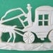 Large Vintage Plastic Horse and Carriage Stagecoach Pin Brooch