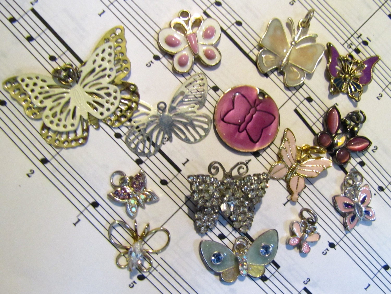Lot of 14 Colorful Butterfly Charms
