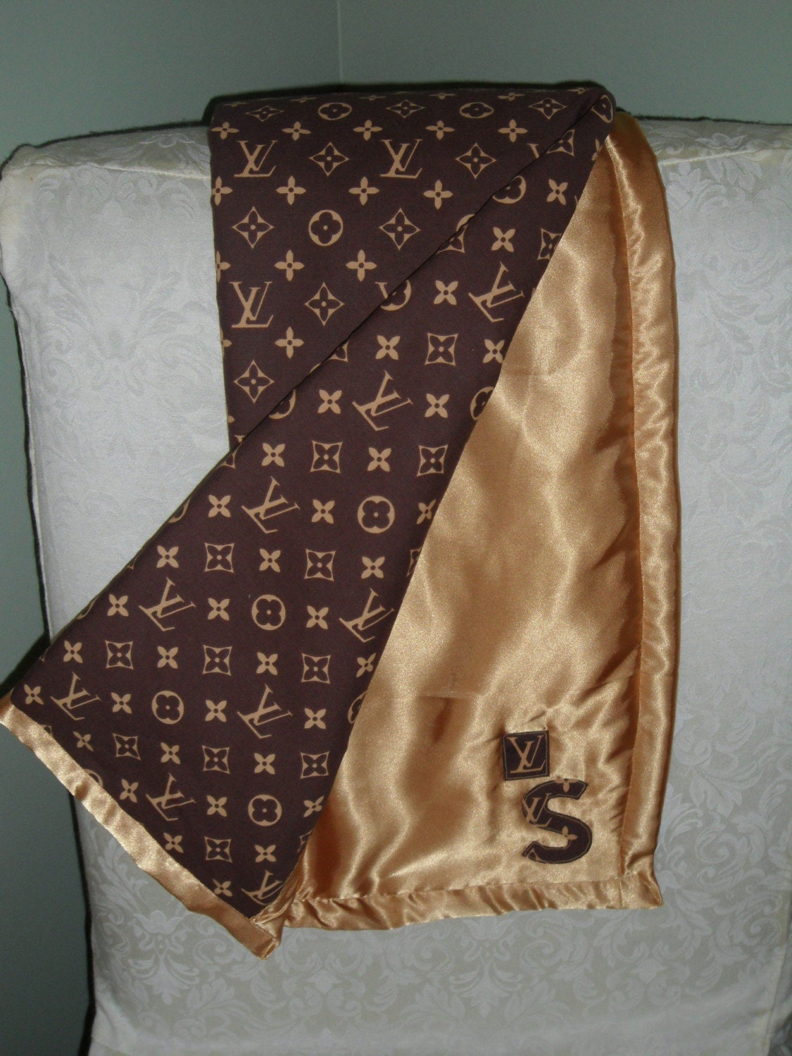 Designer Inspired Louis Vuitton Print Satin Baby by sewuniquebaby