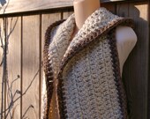 Chunky Hooded Scarf in Wheat and Barley Crochet