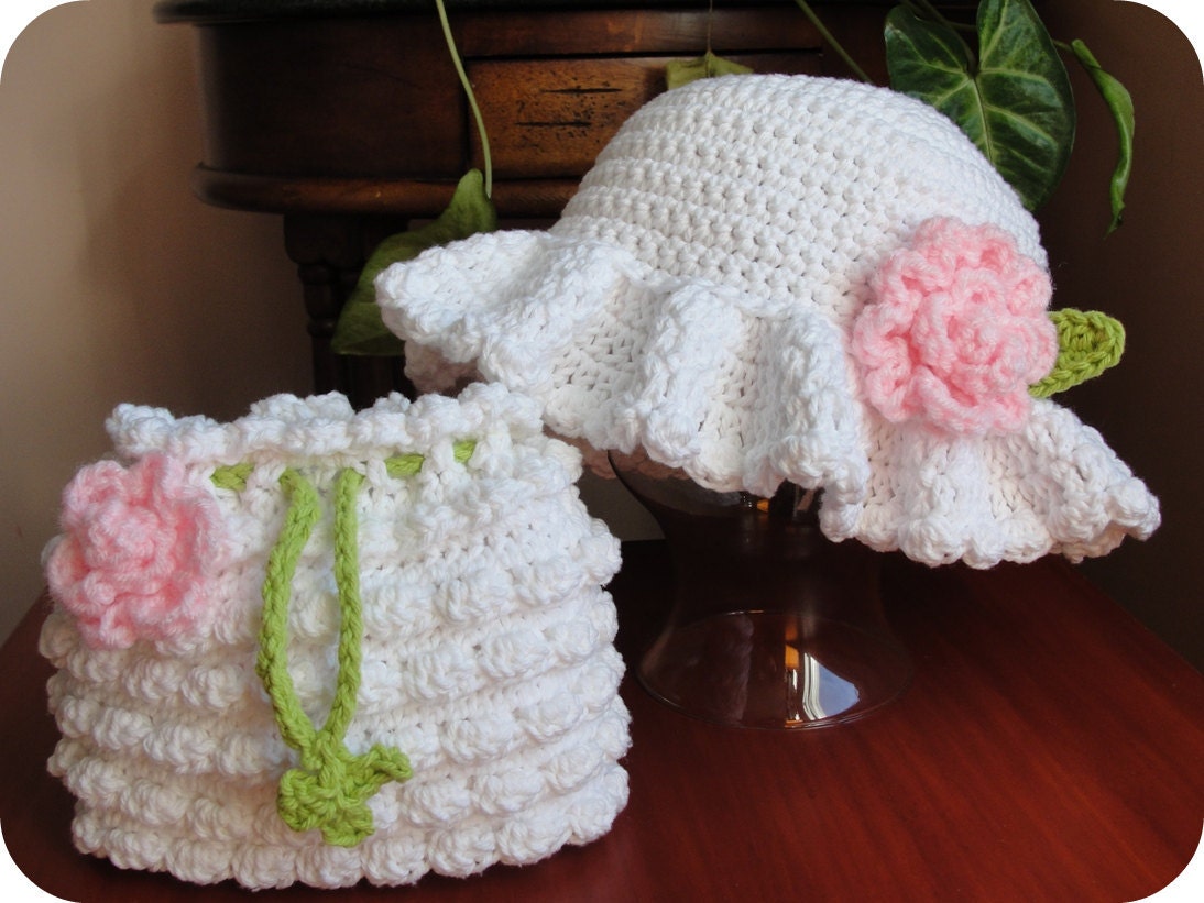 Crochet Pattern WEDDING Baby Child Special Occasion Dressy Hat Beanie Purse