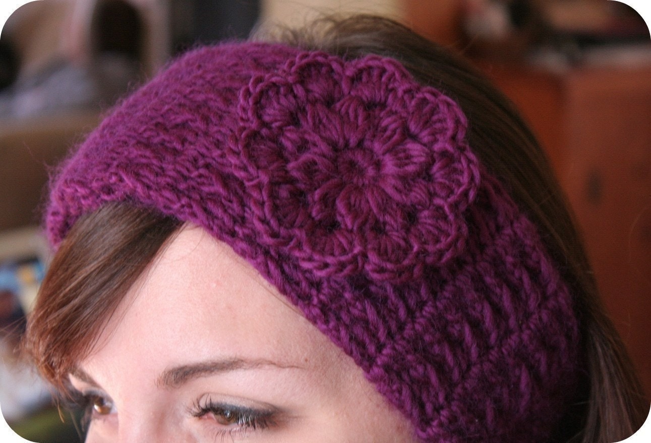 HEADBAND Crochet Pattern with Pretty Flower by TooCuteCrochet