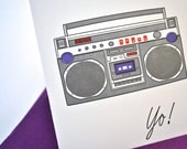 Boombox Letterpress Greeting Card