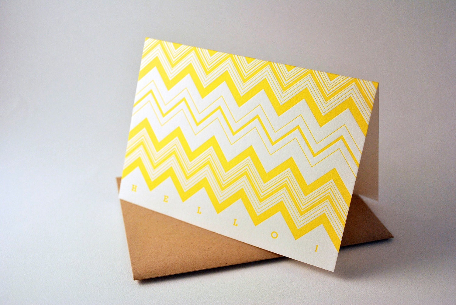 Chevron Hello Letterpress Greeting Card