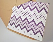 Chevron Hello Letterpress Greeting Card (Purple)