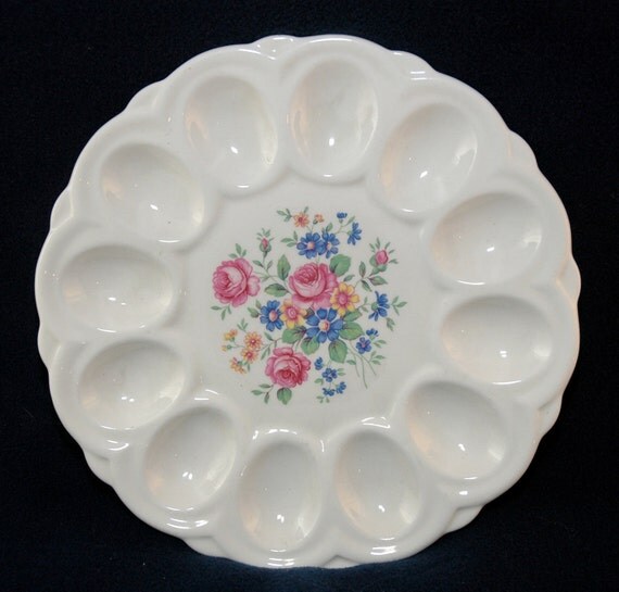 Vintage Serving Plate Deviled Egg Plate by MyHeirloomCharms