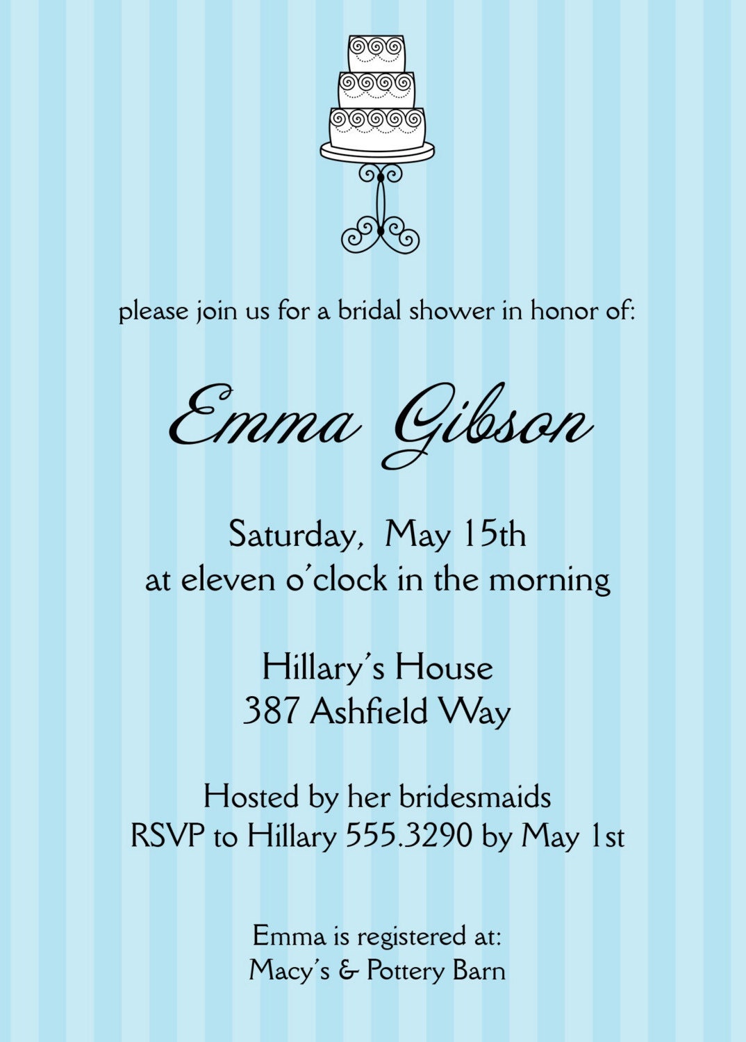 Wedding Cake Bridal Shower Invitation
