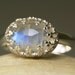 Sterling Silver Moonstone Ring Faceted Rainbow Stone Blue Flash Handmade 12mm triple A-made to order in your size