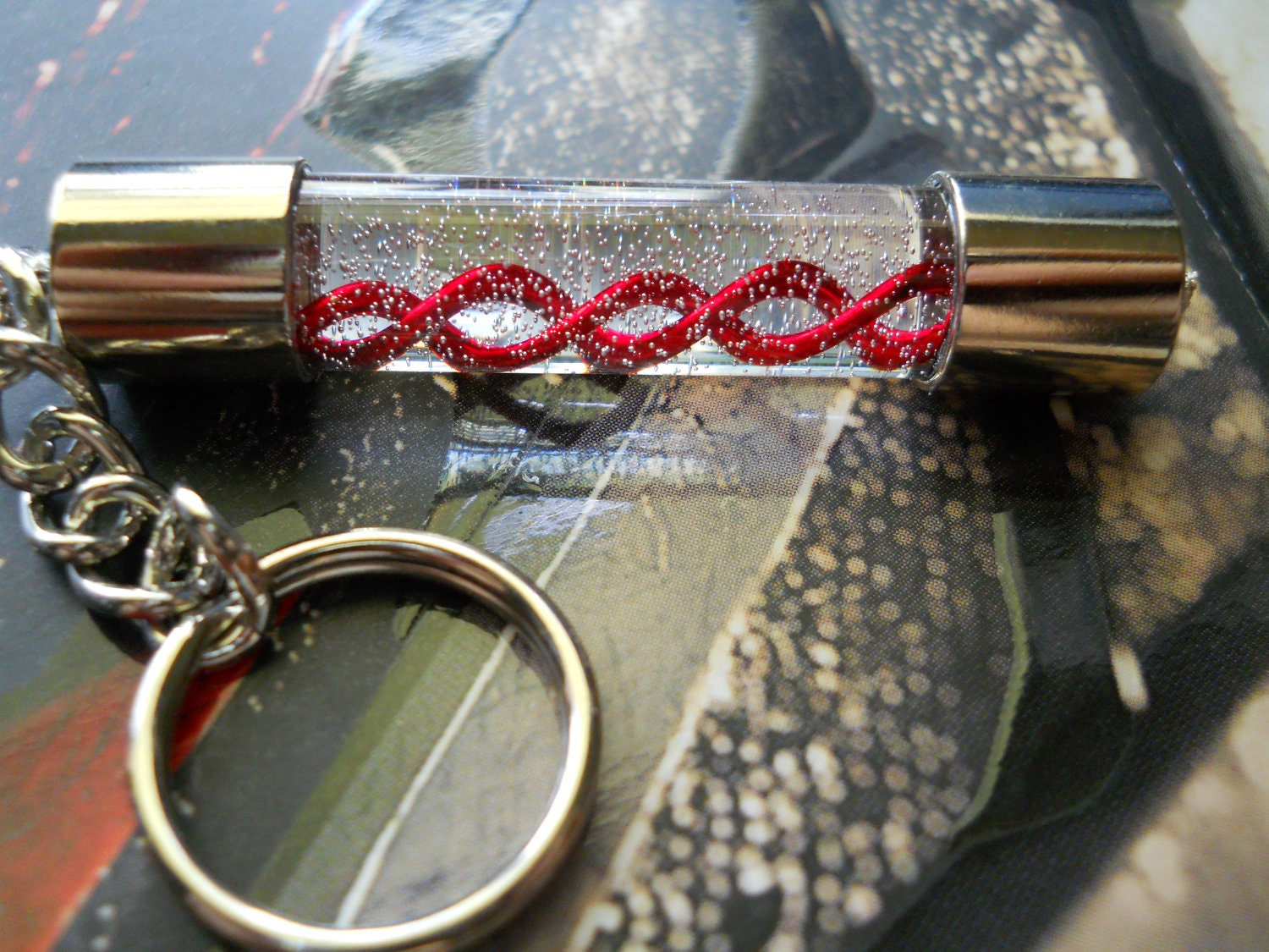 Resident Evil Red G-Virus Capsule Keychain, Handblown Glass