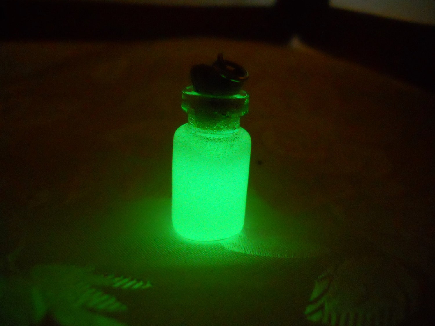 Items similar to Miniature Green Glow In The Dark Glass Bottle Charm