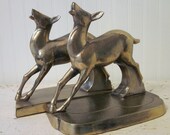 vintage Deer Bookends, Brass, Art Deco Era Objet d'Art, Statues, Sculptures, Great Gatsby era