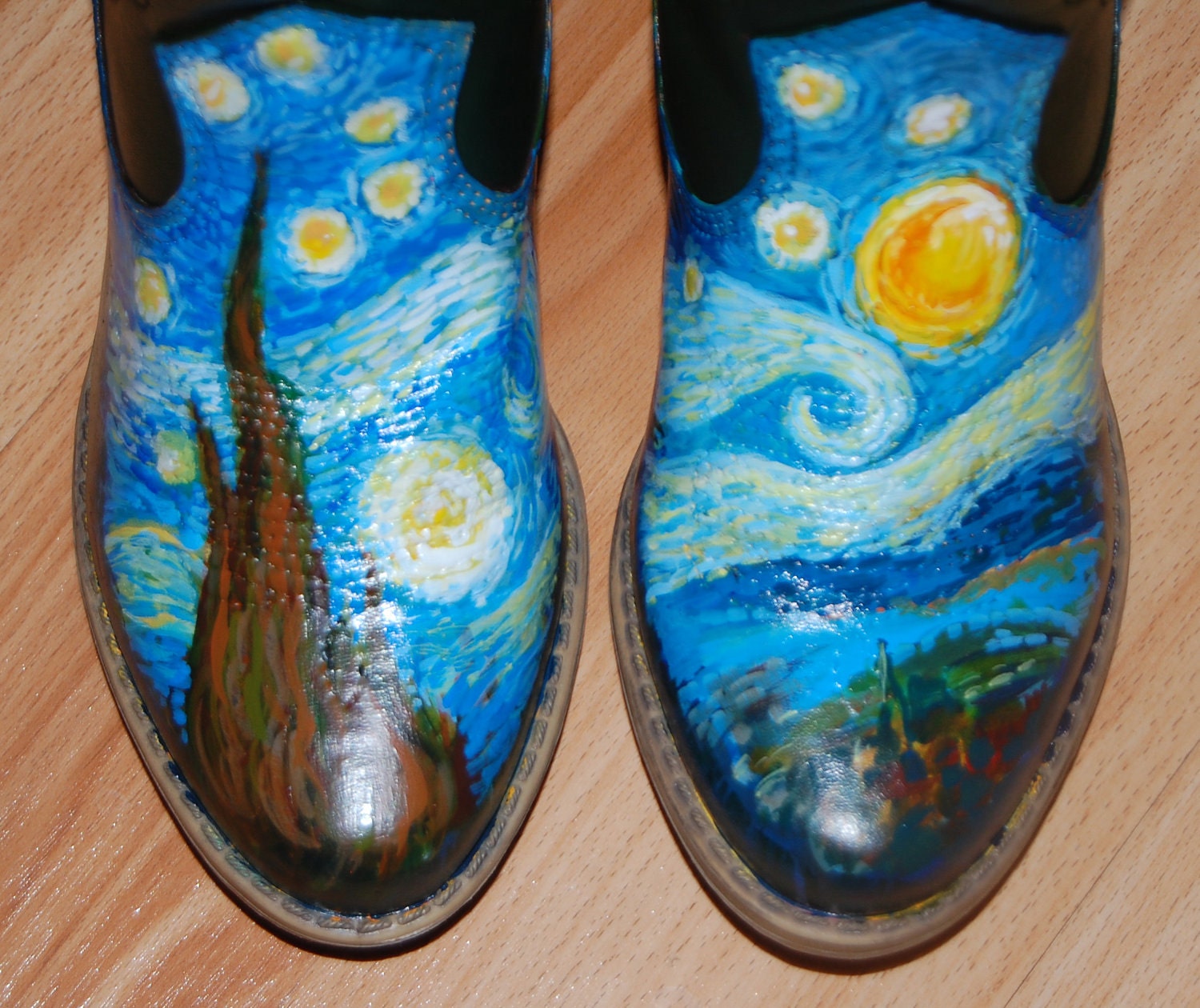 Van Gogh Starry Night - Kids COWBOY Boots - UPCYCLED