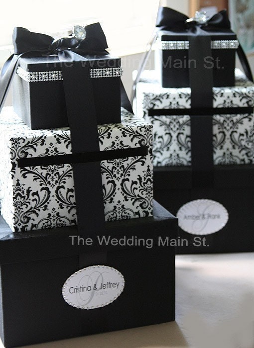 Black Card Box Wedding Money Holder Wedding Card Boxes Gift Card Boxes Wish Box Wishing Well Damask