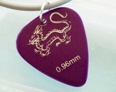 SALE Guitar Pick Necklace Purple Dragon