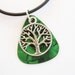 Guitar Pick Necklace Tree of Life Green Pearloid