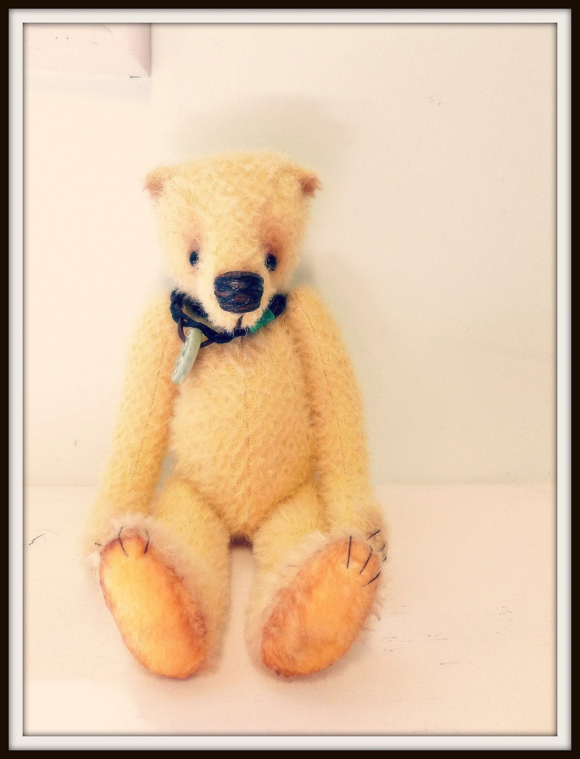 Artist Made Handcrafted Teddy Bear by Michelle-Sidney-Yellow Mohair Jointed Teddy Bear-FREE SHIPPING to Canada and the US