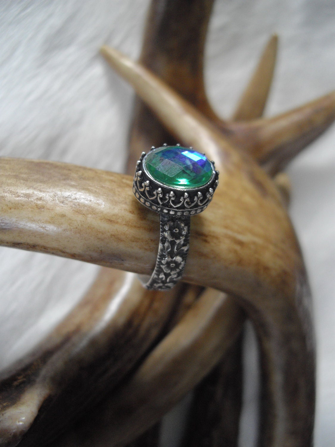 ring with mystic topaz in sterling silver, size 8