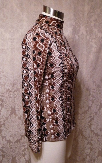 1960s Saks Fifth Avenue Pucci Style Turtleneck Blouse Made in Italy