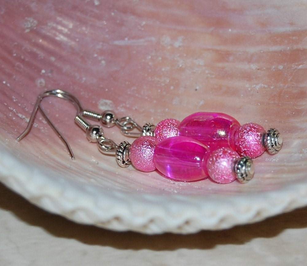 Pink Glass Bead Earrings