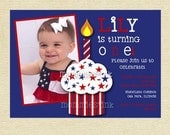 Primary Colors Cupcake Candle - Boy or Girl - Custom Photo Birthday Invitation - PRINTABLE INVITATION DESIGN Il_170x135