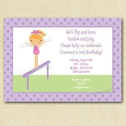 Gymnastics Birthday Party Invitation - PRINTABLE INVITATION DESIGN Il_170x135