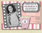 Pink and Girly Movie Night Birthday Photo Party Invitation - PRINTABLE INVITATION DESIGN Il_170x135
