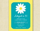 Simple Daisy Birthday Party Invitation - PRINTABLE INVITATION DESIGN