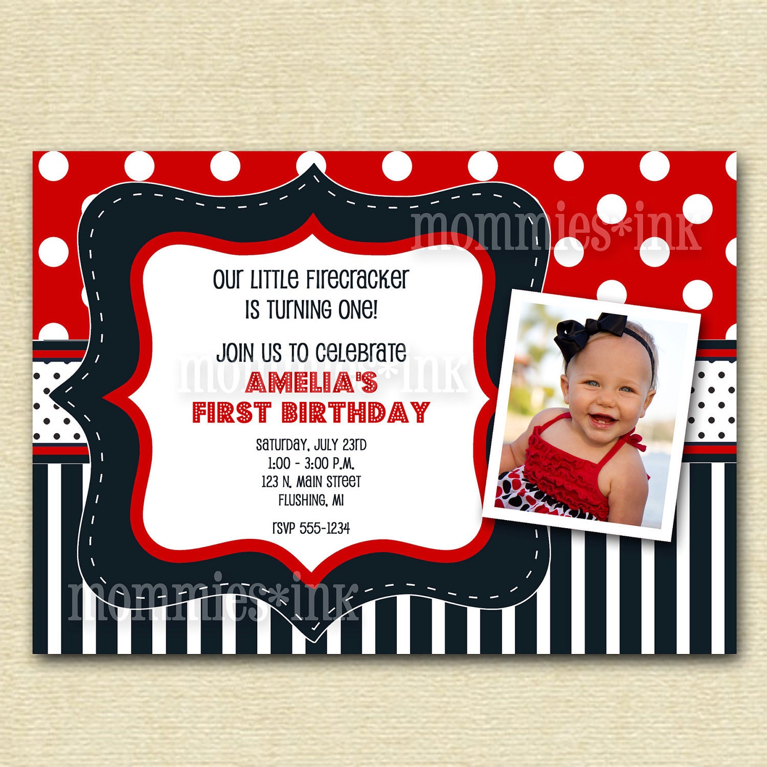 Red White and Navy Blue Baby Shower or Birthday Invitation - PRINTABLE INVITATION DESIGN Il_170x135