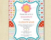 Colorful Butterflies and Daisy Rainbow Chevron Invite - PRINTABLE INVITATION DESIGN Il_170x135